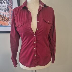 Converse One Red Buttondown Longsleeve Stretch Medium Shirt Fitted
